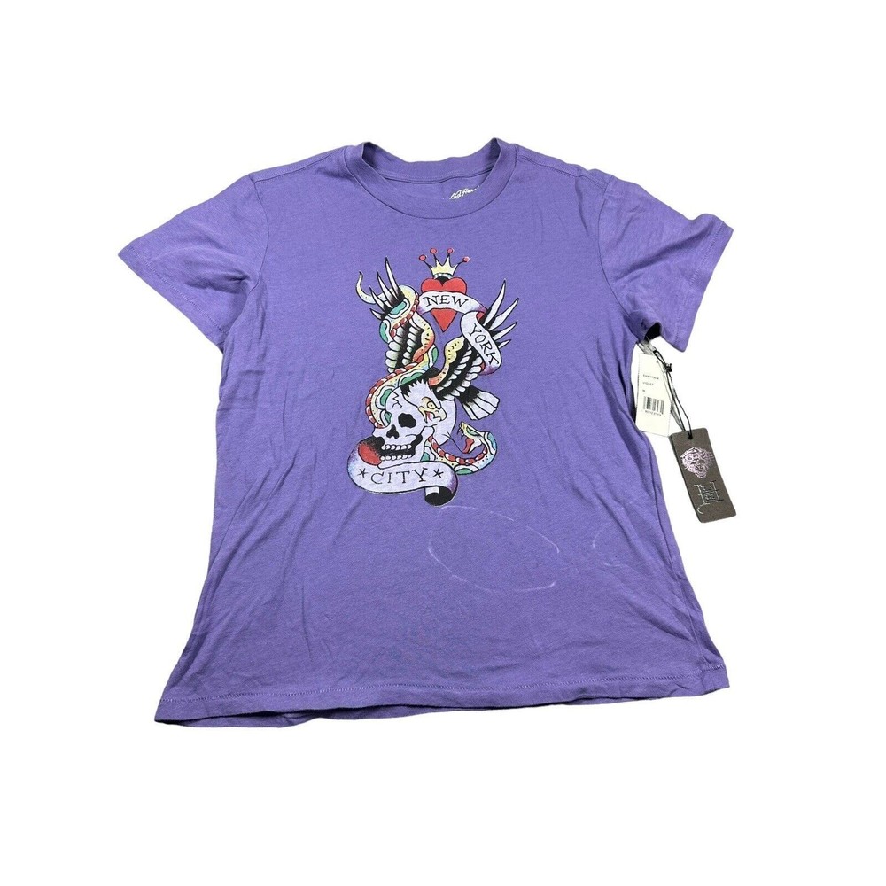 Ed Hardy Women's New York City Graphic T-Shirt (medium‎ , Violet)